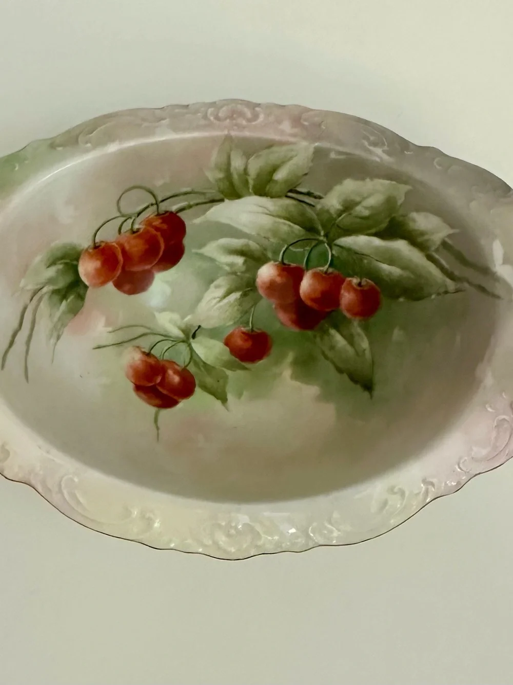 Vintage Wallendar Austria Serving Bowl w/ Cherry Tree Pattern/1884-1909